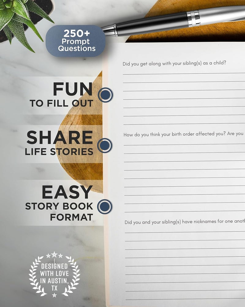 Coco & Lan Brother's Story Journal: A Meaningful Keepsake for Brother to Share His Life Journey and Memories, Book Includes 250+ Prompt Questions, Sentimental Gifts Idea for Father's Day, Birthday, Christmas - Image 4